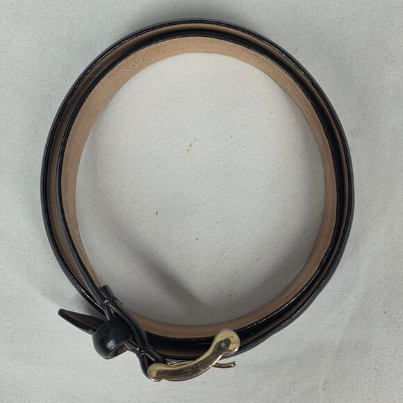 WCM NEW YORK BLACK GENUINE ITALIAN CALFSKIN LEATHER BELT 2-TONE BUCKLE – SIZE M main image 4